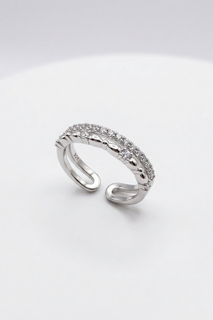 Quene Silver Double Layered Ring (adjustable size)